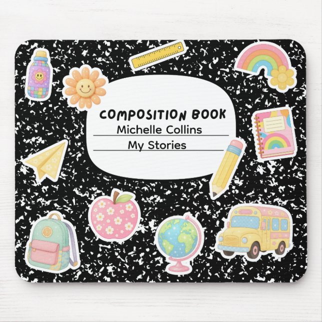 Composition Book Mouse Mat (Customisable) (Front)