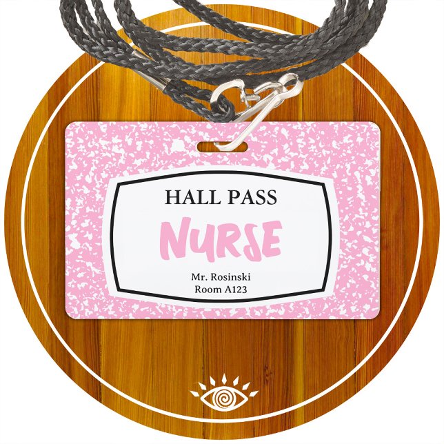 composition book nurse hall pass for educators badge (Creator Uploaded)
