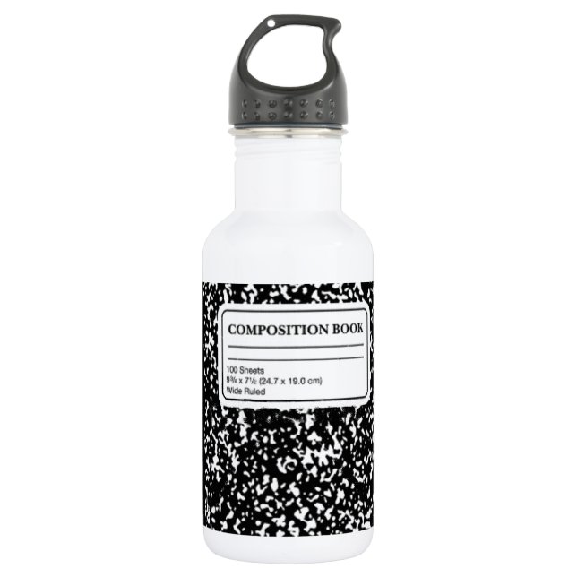 Composition Book Stainless Steel Water Bottle (Front)