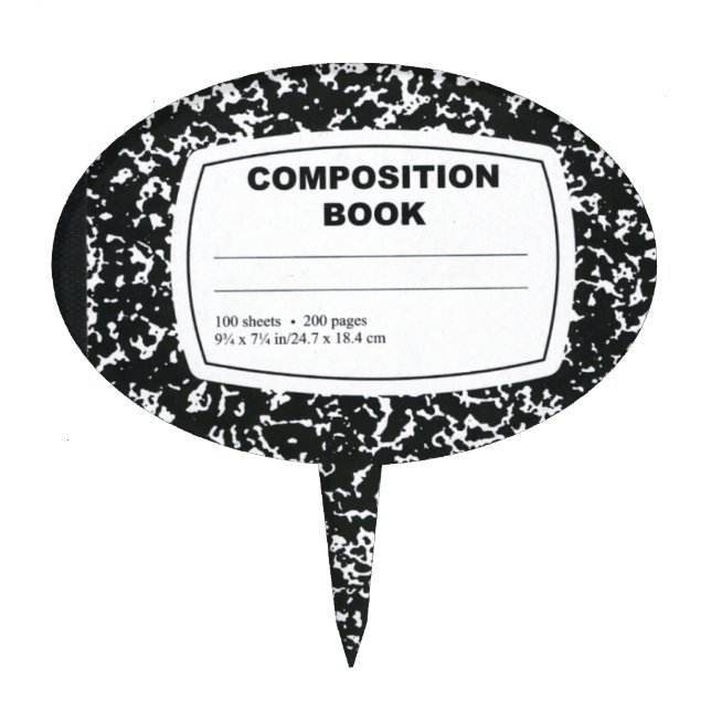Composition Book Student Teacher Cake Topper (Front)