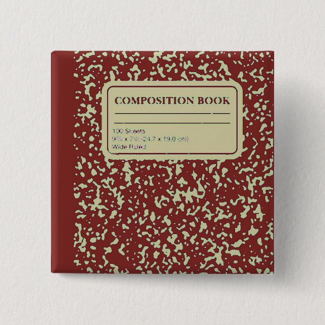 Composition Book/Student-Teacher Pinback Button (Front)