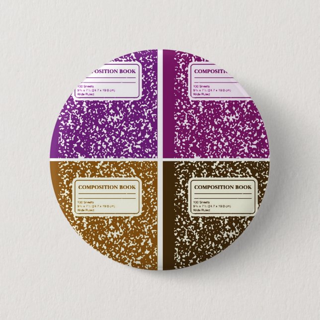 Composition Book/Student-Teacher Pinback Button (Front)