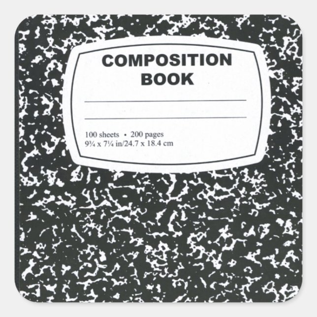 Composition Book Student Teacher Square Sticker (Front)