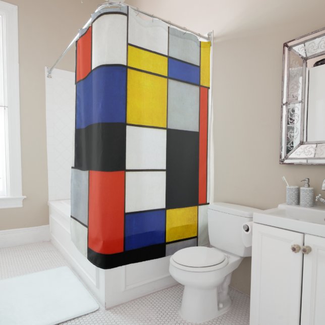 Composition, Mondrian Shower Curtain (In Situ)