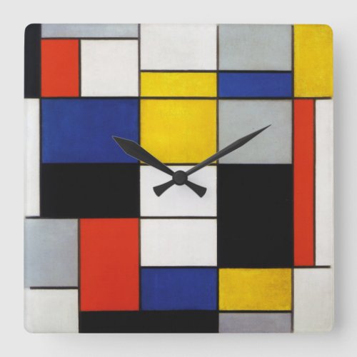 Composition Mondrian Square Wall Clock