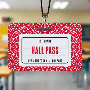 Composition Notebook Classroom Hall Pass Red Badge