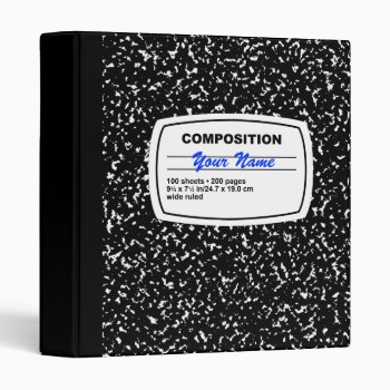Composition Notebook Customizable 3 Ring Binder by staticnoise at Zazzle