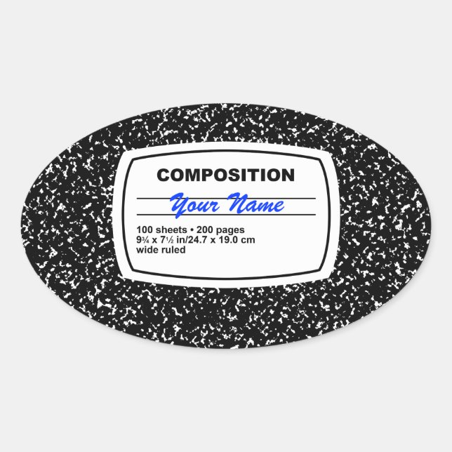 Composition Notebook Customizable Oval Sticker (Front)