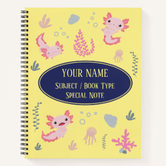 Composition Notebook Cute Axolotl Aquatic Pattern