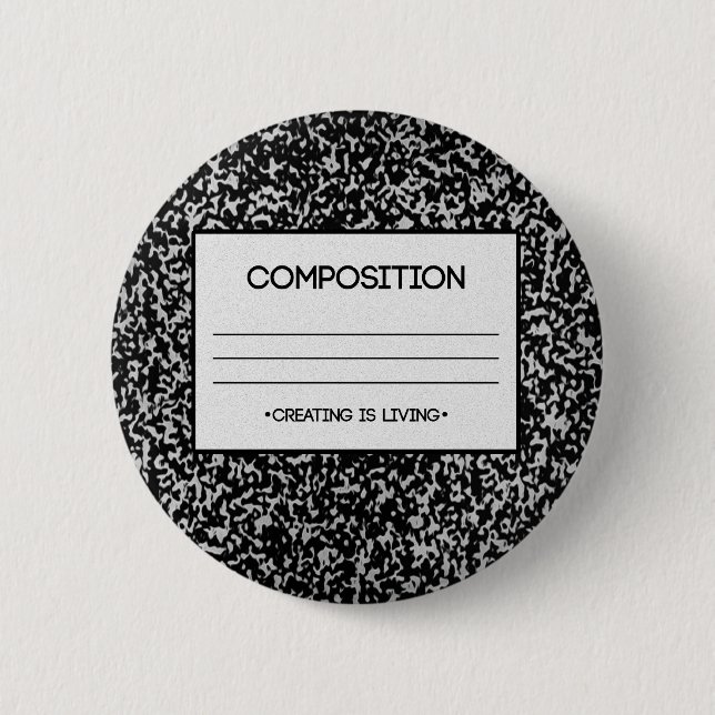 Composition Notebook Design Pinback Button (Front)