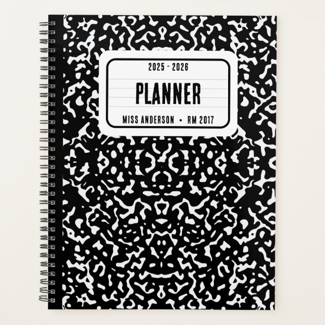 Composition Notebook Student School Teacher Black (Front)