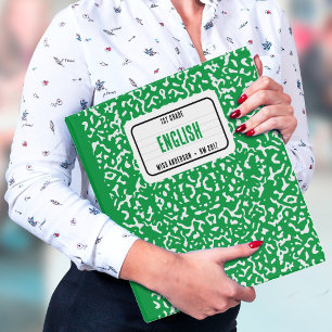 Composition Notebook Student School Teacher Green 3 Ring Binder