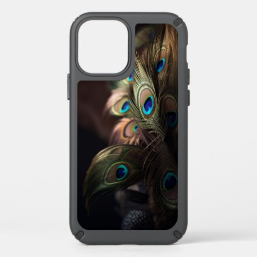 Composition of bright peacock feathers speck iPhone 12 case