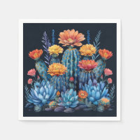 Composition of flowering cacti, succulents