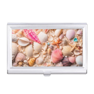 Composition of shells of unique shapes business card case