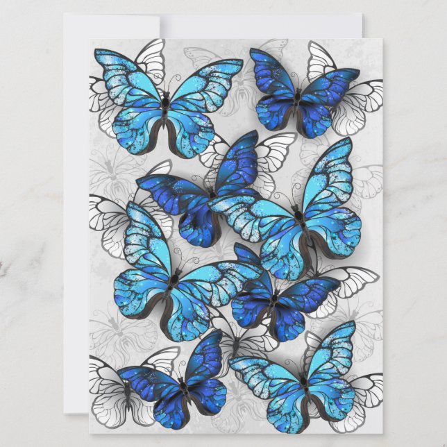 Composition of White and Blue Butterflies (Front)