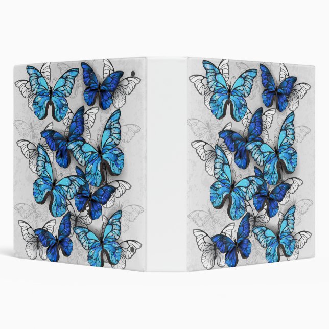 Composition of White and Blue Butterflies 3 Ring Binder (Background)