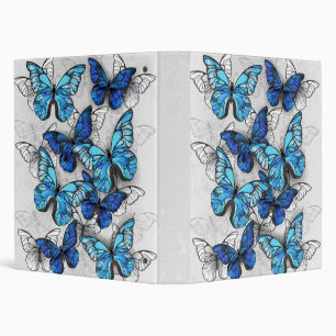 Composition of White and Blue Butterflies 3 Ring Binder