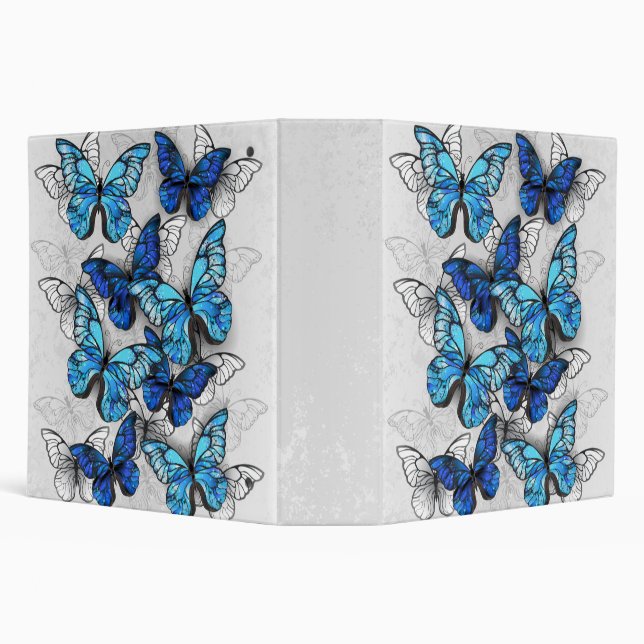 Composition of White and Blue Butterflies 3 Ring Binder (Background)
