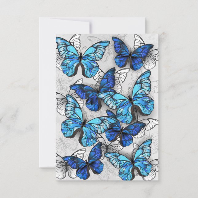 Composition of White and Blue Butterflies Announcement (Front)