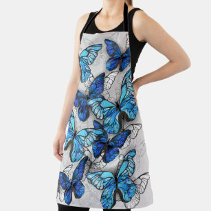 Composition of White and Blue Butterflies Apron