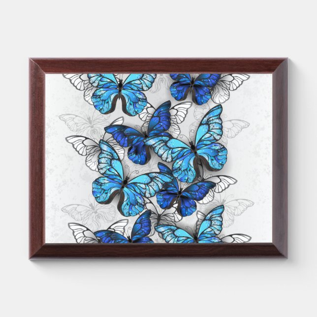 Composition of White and Blue Butterflies Award Plaque (Horizontal)