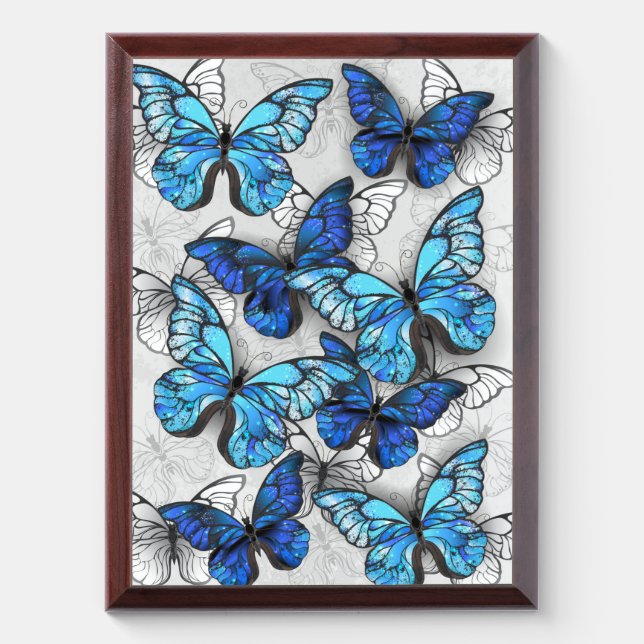 Composition of White and Blue Butterflies Award Plaque (Vertical)