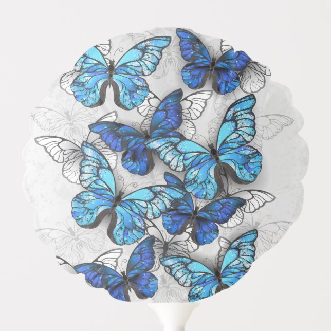 Composition of White and Blue Butterflies Balloon (Front)