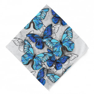 Composition of White and Blue Butterflies Bandana