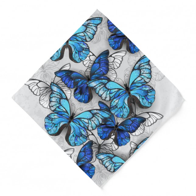 Composition of White and Blue Butterflies Bandana (Front)