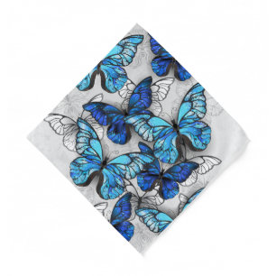 Composition of White and Blue Butterflies Bandana