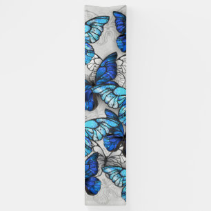 Composition of White and Blue Butterflies Banner