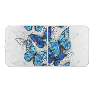 Composition of White and Blue Butterflies Beer Pong Table
