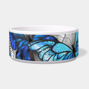 Composition of White and Blue Butterflies Bowl