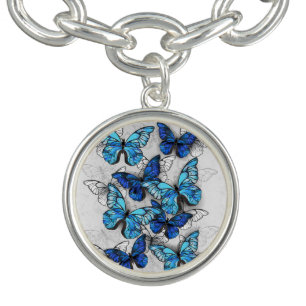 Composition of White and Blue Butterflies Bracelet