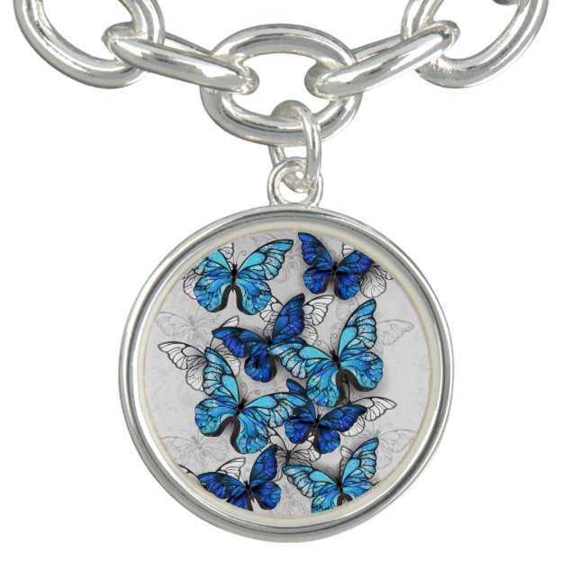 Composition of White and Blue Butterflies Bracelet (Design)