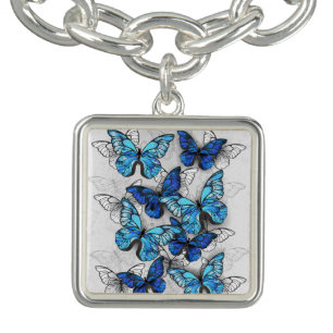 Composition of White and Blue Butterflies Bracelet