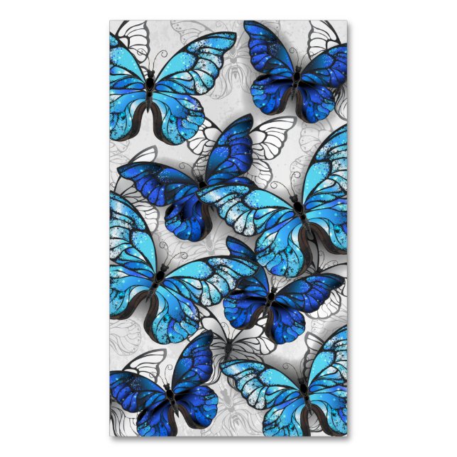 Composition of White and Blue Butterflies Business Card Magnet (Front Vertical)
