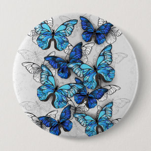 Composition of White and Blue Butterflies Button