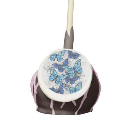 Composition of White and Blue Butterflies Cake Pops