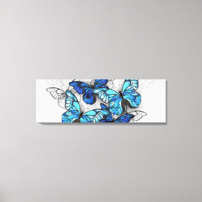 Composition of White and Blue Butterflies Canvas Print (Front)