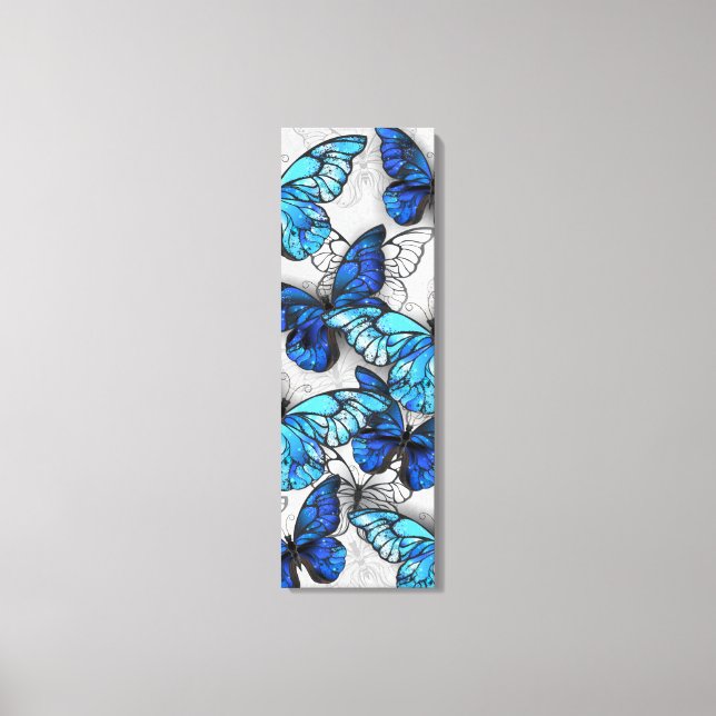 Composition of White and Blue Butterflies Canvas Print (Front)