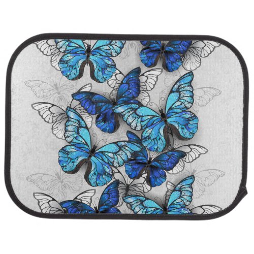 Composition of White and Blue Butterflies Car Floor Mat