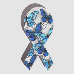 Composition of White and Blue Butterflies Car Magnet