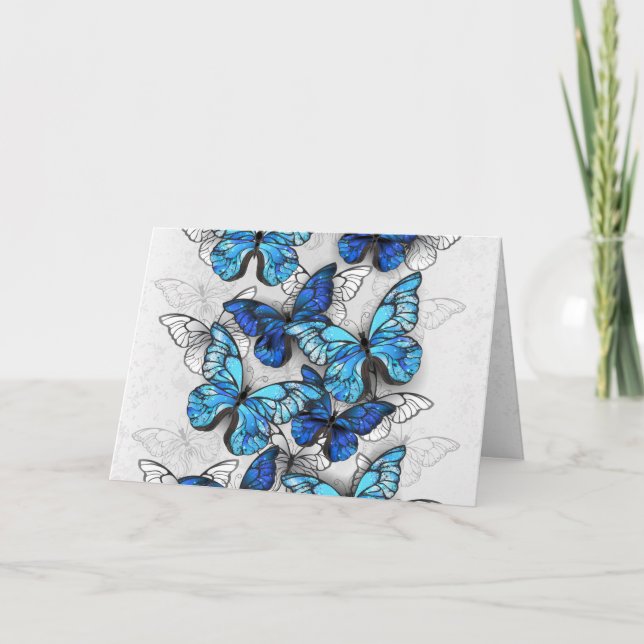 Composition of White and Blue Butterflies Card (Front)