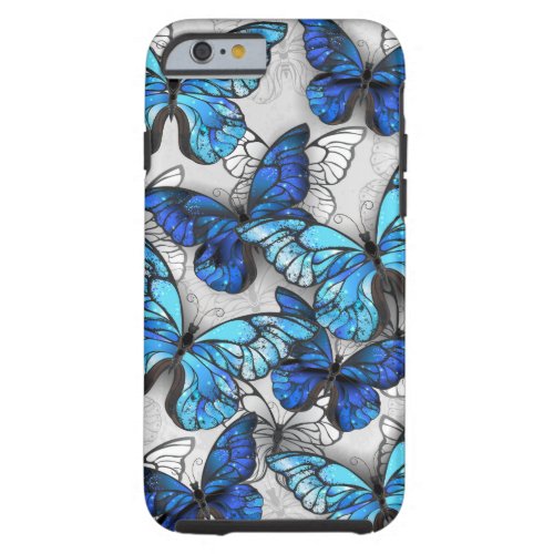 Composition of White and Blue Butterflies Tough iPhone 6 Case