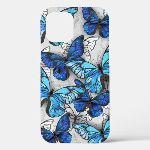 Composition of White and Blue Butterflies iPhone 12 Pro Case