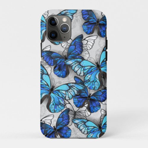 Composition of White and Blue Butterflies iPhone 11 Pro Case