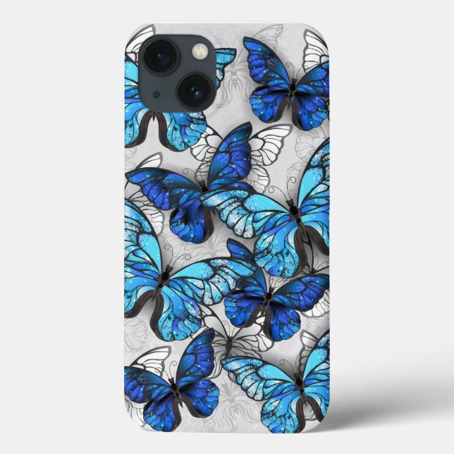 Composition of White and Blue Butterflies Case-Mate iPhone Case (Back)