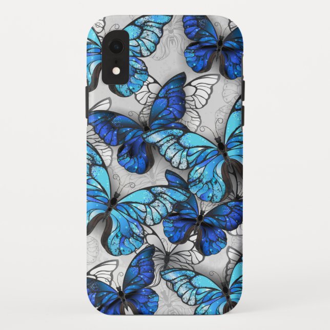 Composition of White and Blue Butterflies Case-Mate iPhone Case (Back)